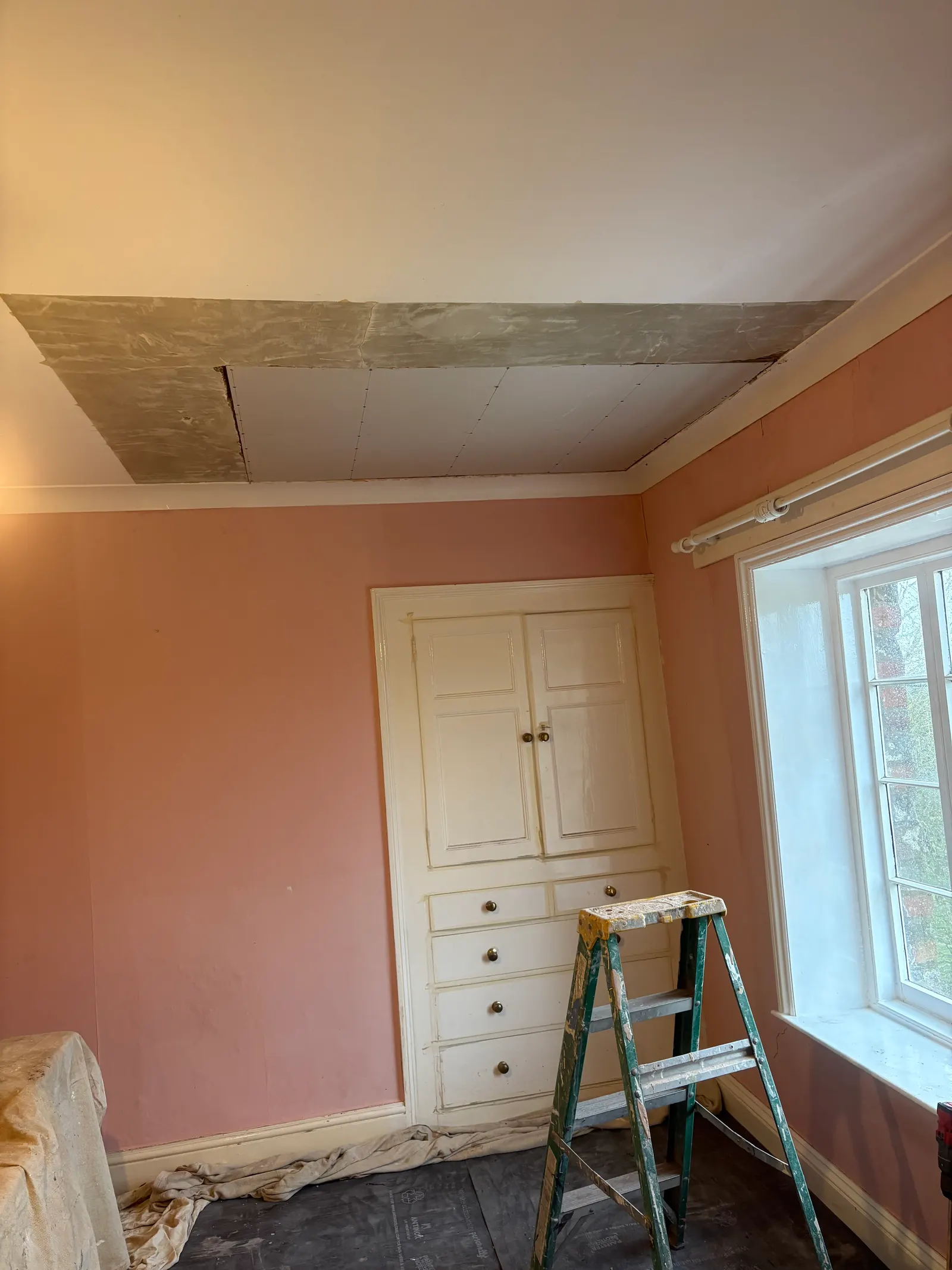 Ceiling overboard & skim — Hereford project, photo 2